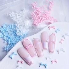 50-60pcs Candy Pink Bow Nail