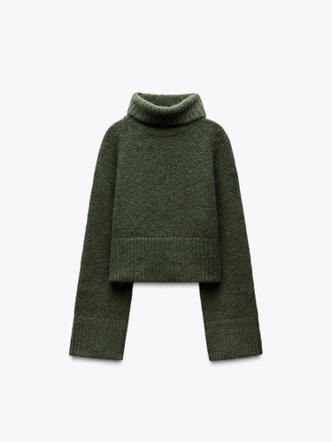 Zara green turtleneck - green, sweater