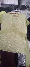 Ellie Louise Lime Green V Necked Polka Dot  Top With Ties Size 14