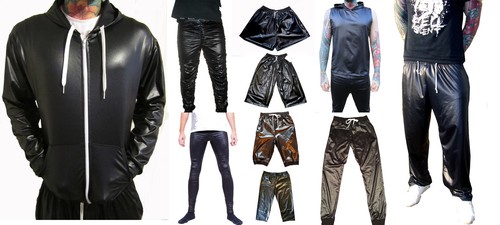 Black wet look shiny tracksuit - shiny,