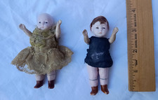 SMALL ANTIQUE GERMAN? BISQUE PORCELAIN DOLLS for Dolls House