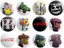 12 x Gorillaz BUTTON PIN BADGES 25mm 1 INCH – Band Rock Pop Gorrilaz