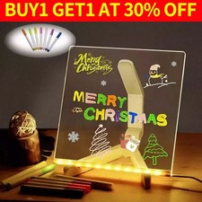 LED Acrylic Message Board Night Light Colorful Pens Erasable Drawing Writing Toy