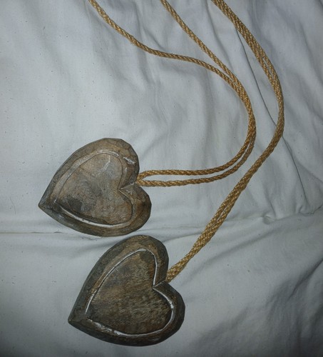 Wooden heart tie backs - wooden, wall