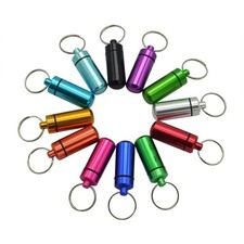 Waterproof Aluminium Pill Holder Capsule with Keyring – Portable Mini Container