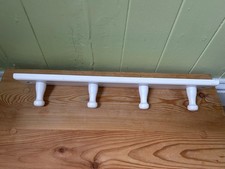 Painted wooden peg /hook board for hanging coats etc , off white , 40 x 6 x 7 cm