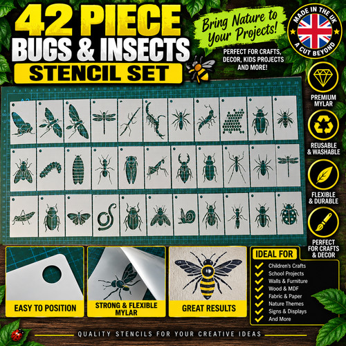 42pc bugs insects stencil - 42pc, &