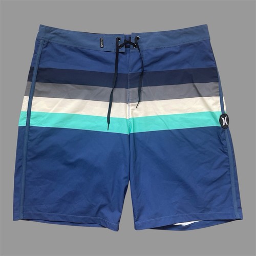 Blue striped hurley surf board - striped, surf/board