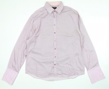 Jeff Banks Men’s Pink Striped Long Sleeve Cotton Button-Up Shirt Size 17
