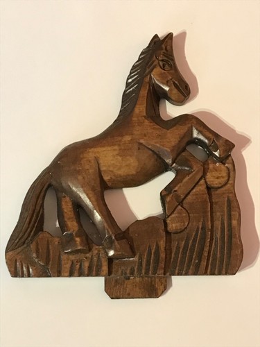 Vintage carved wooden horse - carved,
