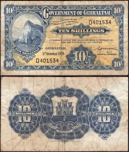 Gibraltar ten shillings - gibraltar.,