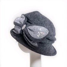 SALE Vintage New Hat Wool Cashmere 70% Grey Quality Hat Ladies 40's 50's Style