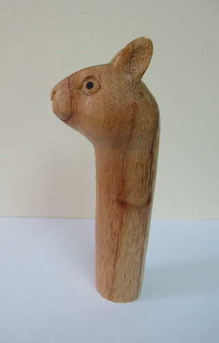 Wooden carved squirrel head - carved,