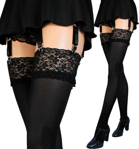 New lace top - top, stockings