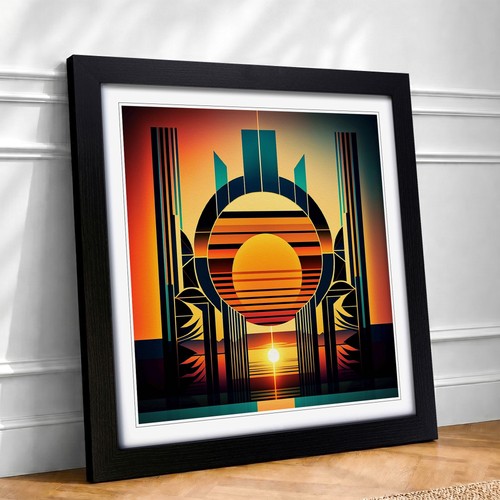 Art deco sunset geometric - art,