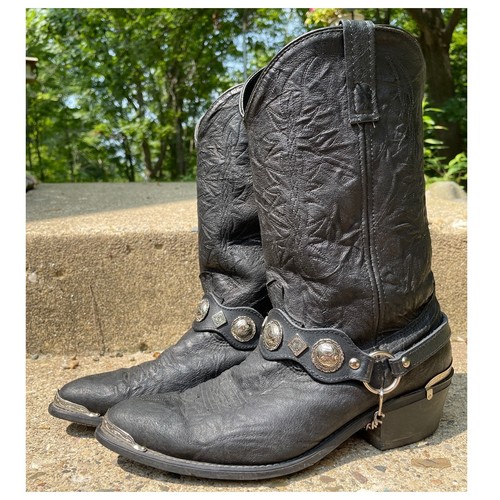 Men black leather cowboy - leather,