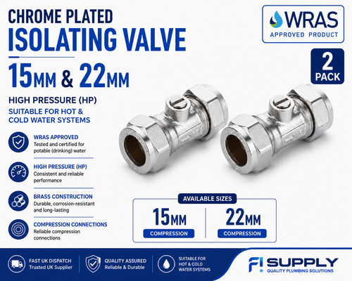 Isolating valve 15mm 22mm - isolating, 15mm/22mm