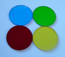Set of 4 High Quality Replacement Filter Glass Blue/Green/Red/Yellow 32mm