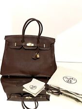 Hermes Birkin 35 Handbag Burgundy Red Brown w Cadena Padlock Keys Clochette