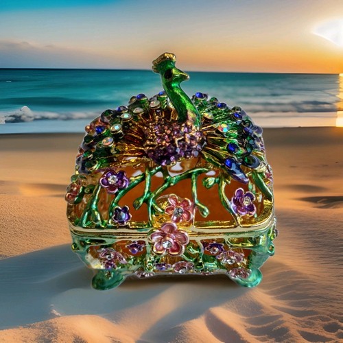 Colorful rhinestone peacock - colorful,