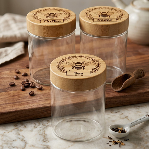 Coffee tea sugar jars cute - coffee,