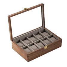 Genuine Black Walnut Watches Storage Box 12 Slots Watch Display Case