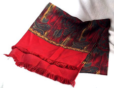 Vintage TOOTAL Mens SCARF Smart Formal SILK BLEND Burgundy Paisley Fringed