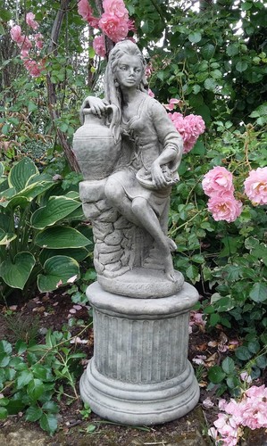 Stone garden lady with - garden,