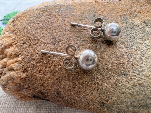 Vintage silver ball stud - ball,