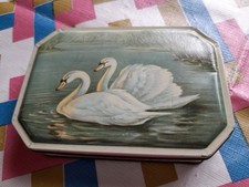 Vintage Arthur Holland Empty Toffee Tin Two Swans