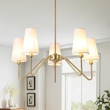 Modern Gold Chandelier 5-Light Pendant Light 76Cm E14 Chandeliers Lampshade