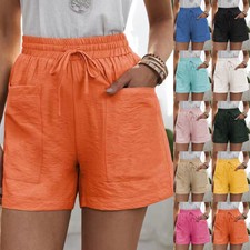 Womens Cotton Linen Elastic