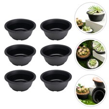  6 Pcs Plastic Flower Pot Round Shallow Plant Planter Houseplants Pots Outdoor
