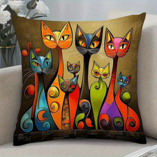 Colourful Cat Art Cushion