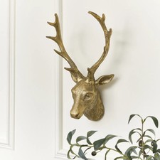 Antique gold metal stag head