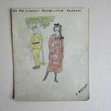 Signed antique wwi - antique, drawing