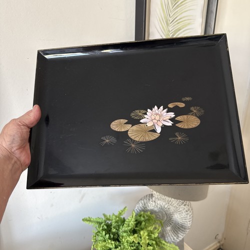 Japanese black lacquered tray - japanese,