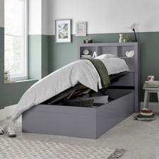 Oscar Wooden Single Ottoman Storage Bed Grey Space Saving Design Free Delivery