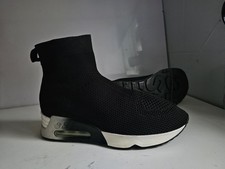 ASH DESIGNER LUNAR SOCK KNIT UK 7 EU 40 BLACK WOMEN FLAT HIGH TOP TRAINERS BOOTS