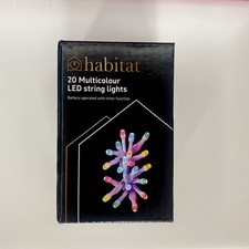 Habitat 20 LED Multicoloured String Lights 1.9m White Cable  - New 