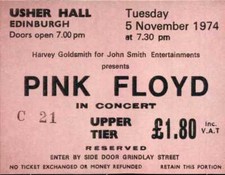 PINK FLOYD Concert Ticket 1974