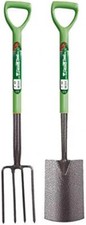 2 X Heavy Duty Carbon Steel Garden Fork And Spade Set Edging Gardening Tool Set