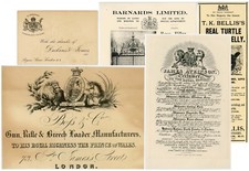 VINTAGE ADVERTISING FLYERS 1810-1920 ROYAL WARRANT HOLDERS 5 ITEMS