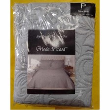 Grey Floral Quilted Pillow Sham 50 x 75 cm