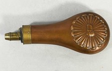 Antique Embossed Copper Powder Flask with Gun Dog by Sykes