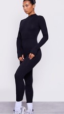PrettyLittleThing Black Long Sleeve Catsuit size 4