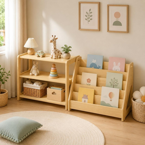 Montessori wooden shelf set - montessori,