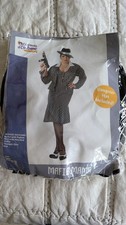 Fancy Dress Mafia Mama . Jacket With peplum,  Waistcoat Hat Skirt Inflatable Gun