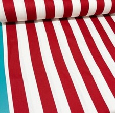 Red Stripe Upholstery Fabric, Red White Wide Stripe Cotton Canvas Outdoor Fabric
