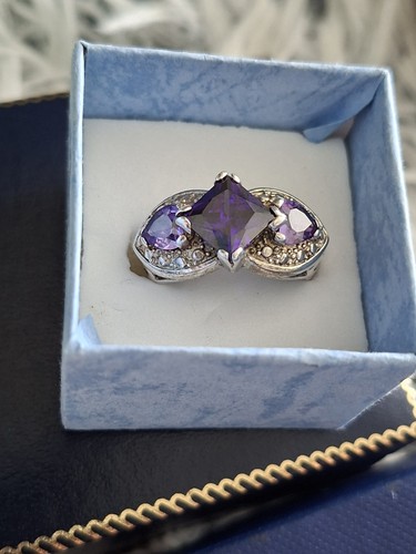 Silver amethyst ring - silver,